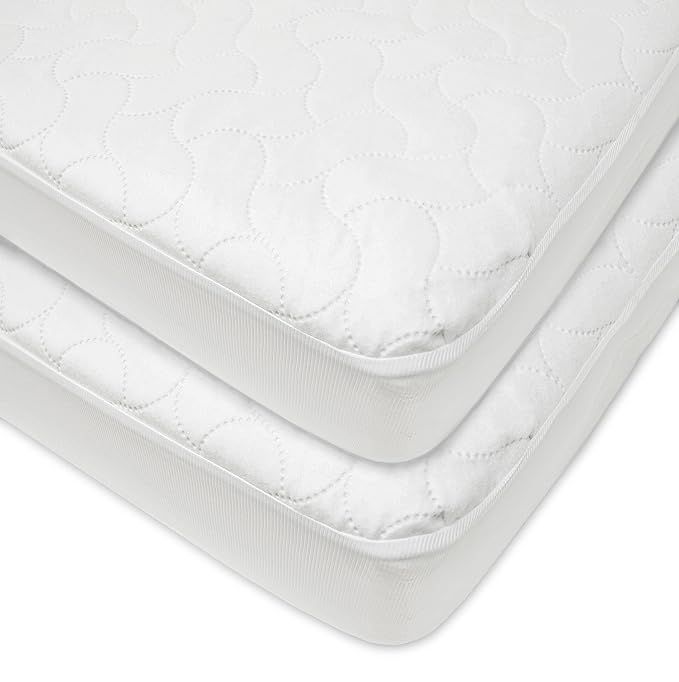 American Baby Company Waterproof Fitted Quilted Crib and Toddler Protective Pad Cover, White (2 C... | Amazon (US)