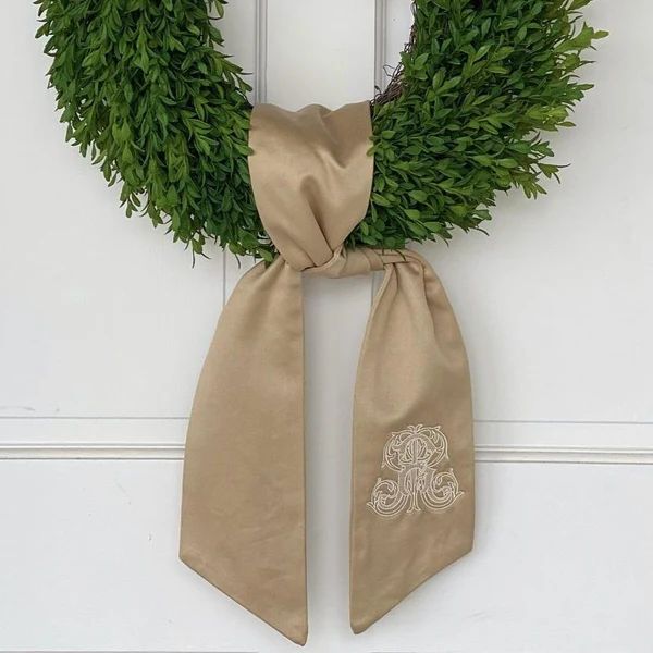Gold Monogrammed Wreath Sash | Fig and Dove