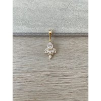 Dainty Gold 14K Plated Belly Button Ring, Non Dangle Navel Piercing | Etsy (US)