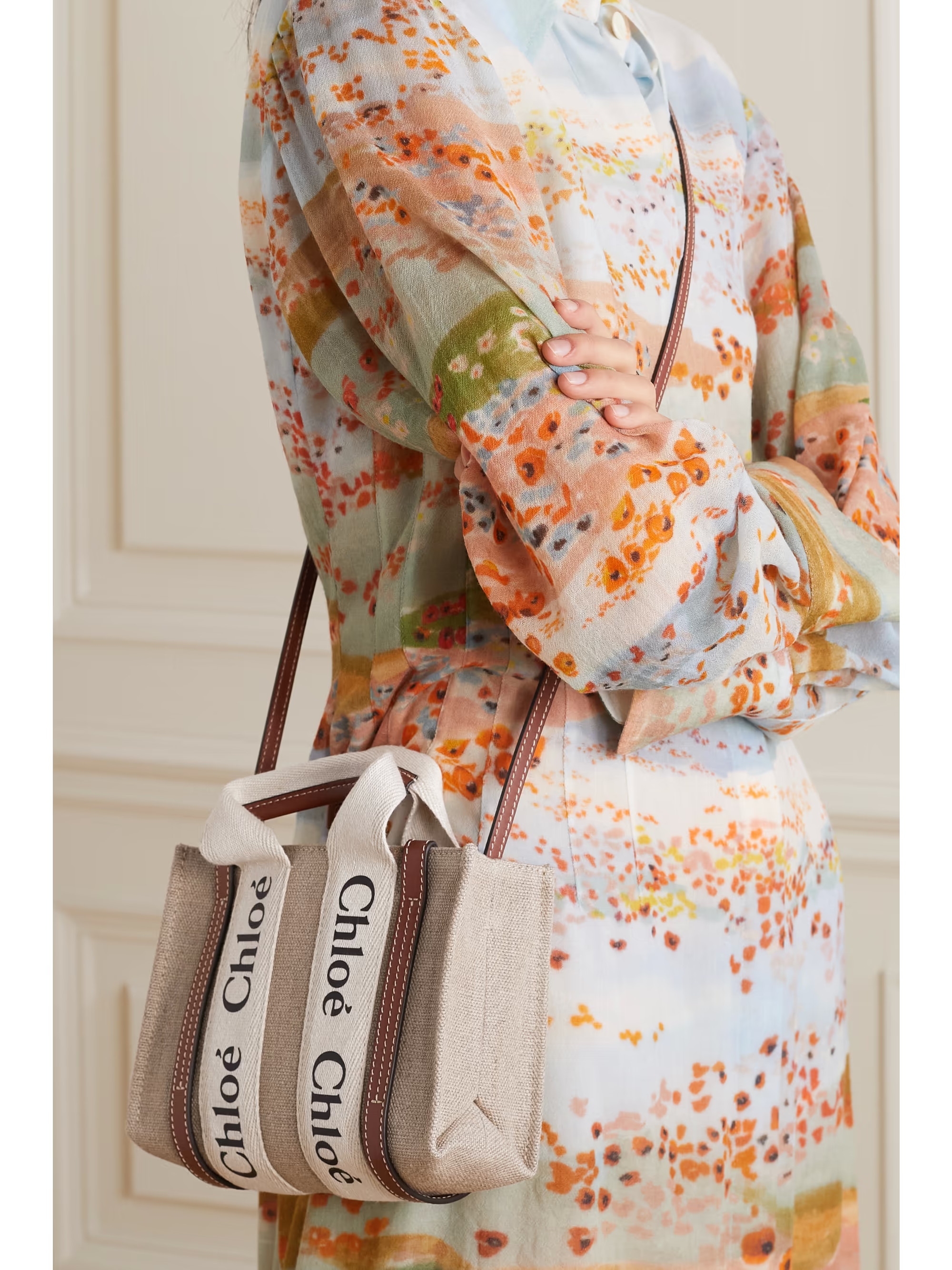 + NET SUSTAIN Woody mini leather-trimmed linen tote | NET-A-PORTER (US)