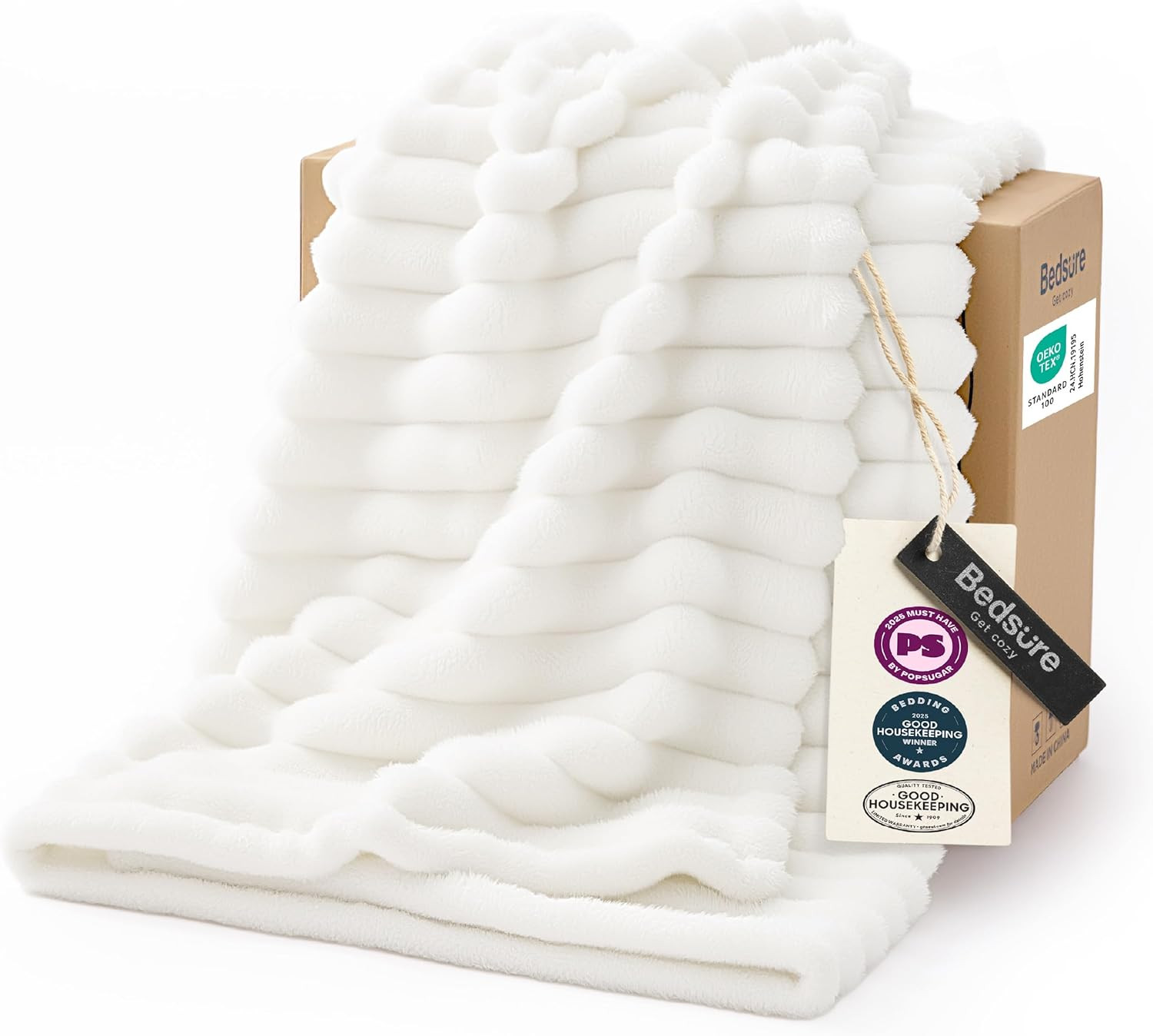 Bedsure GentleSoft White Throw Blanket for Couch - Halloween Fall Decorations for Home Living Room Decor, Cozy Fleece Fall Christmas Blanket, Birthday Gifts for Women Mom Her, Off White, 50x60 Inches | Amazon (US)