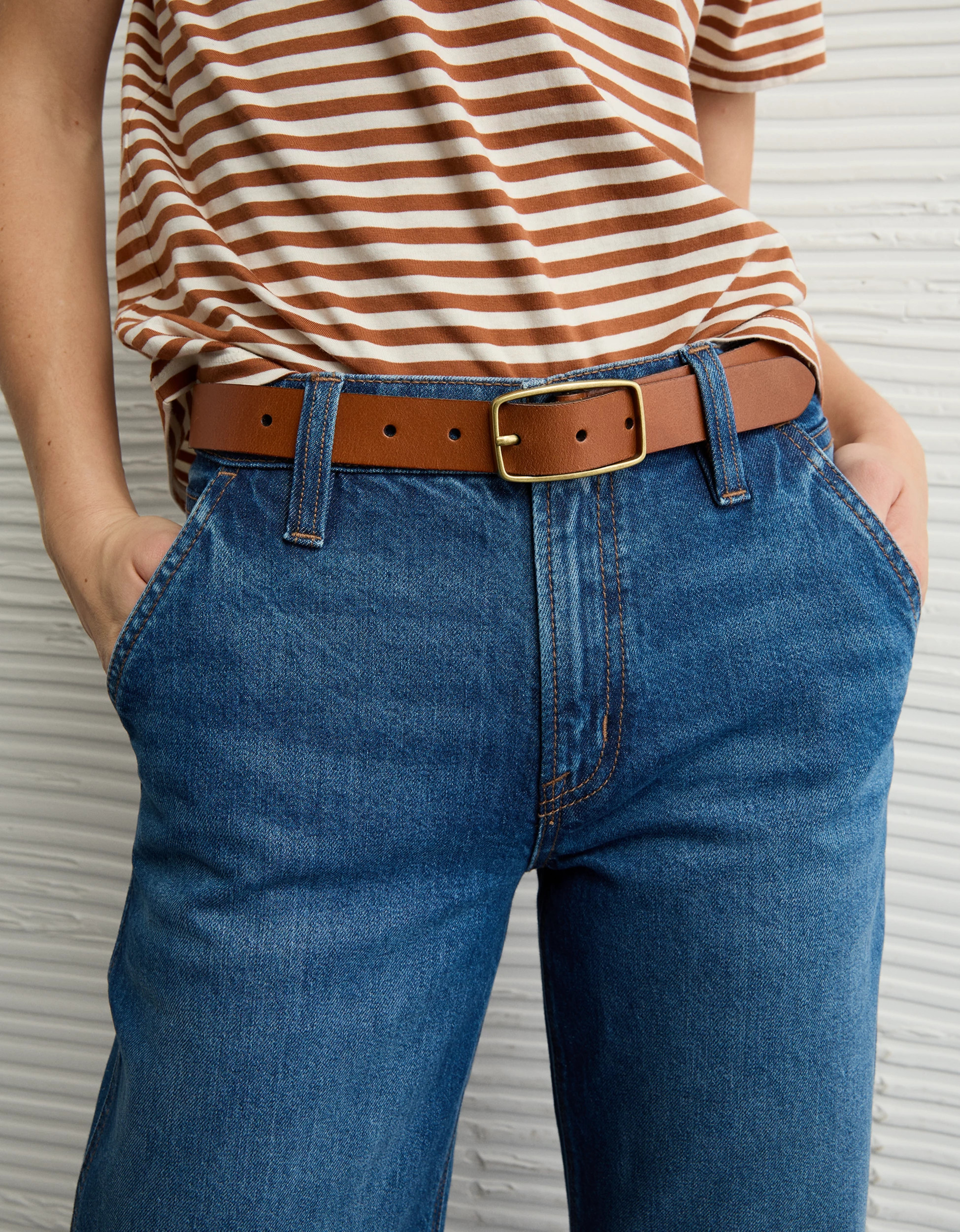 AE Rectangle Buckle Leather Belt | American Eagle Outfitters (US & CA)