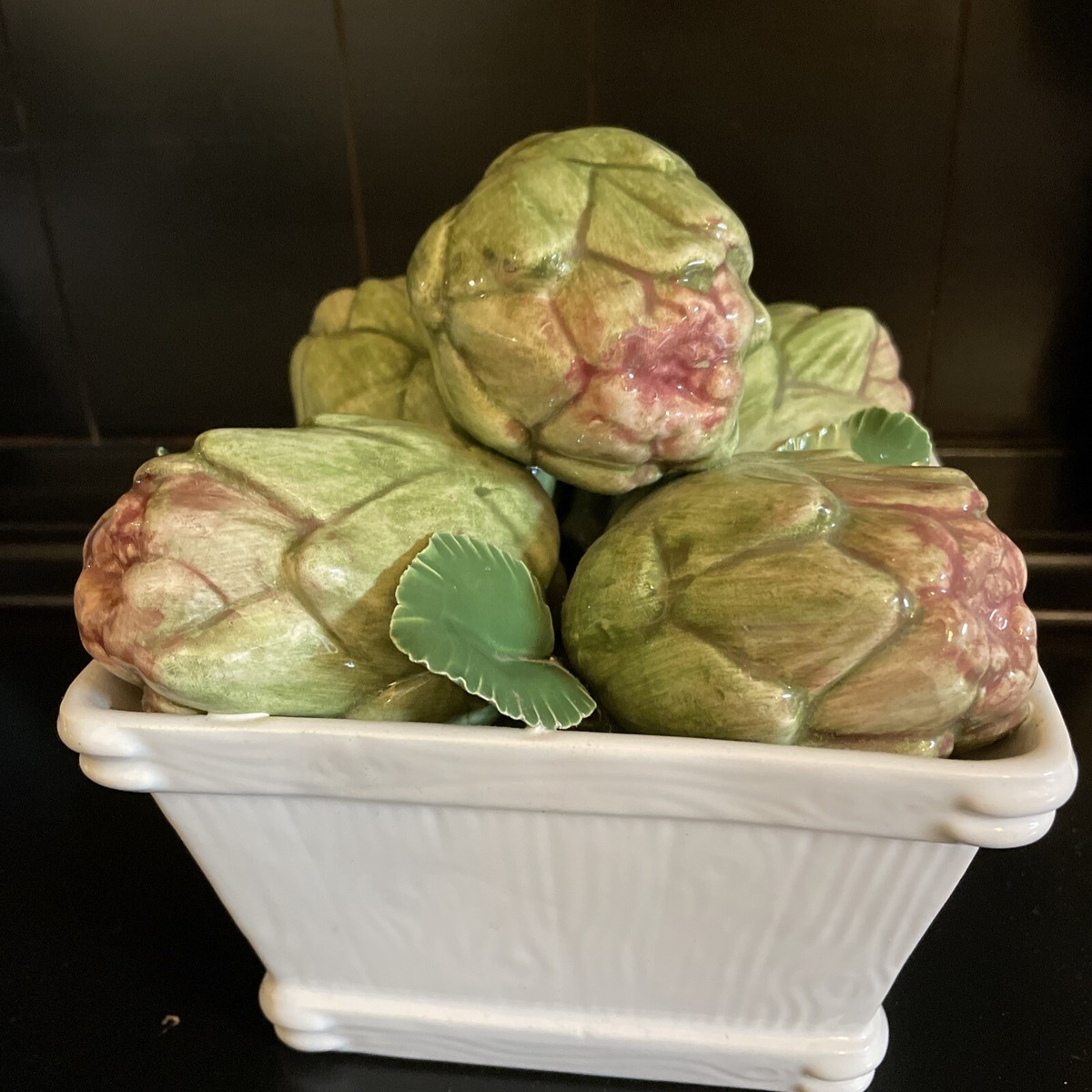 Vtg Italian Porcelain Artichokes White Basket, Made in Italy for Shillito Rikes | eBay | eBay US