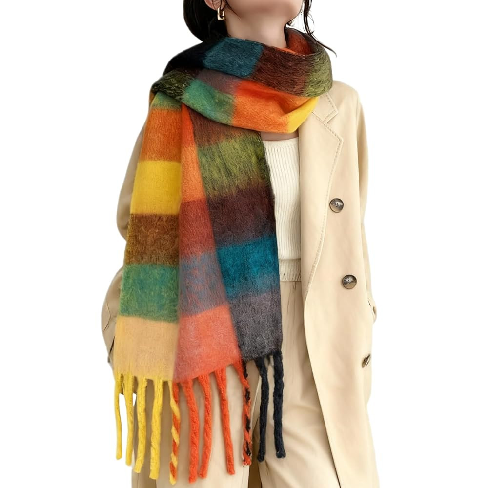 YSense Womens Winter Scarf Chunky Oversized Plaid Thick Blanket Scarf Big Coloured Warm Shawl Wra... | Amazon (US)