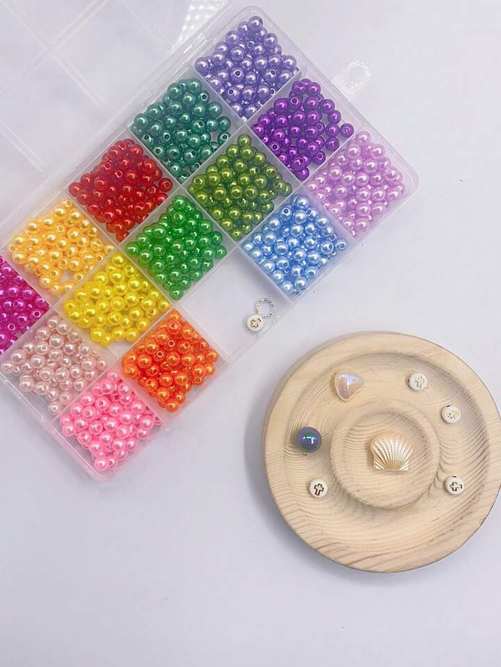 Kit Faça Você Mesmo Caixa De Ab Múltiplo Cor Pérola De Imitação Miçangas Para Fabricação... | SHEIN