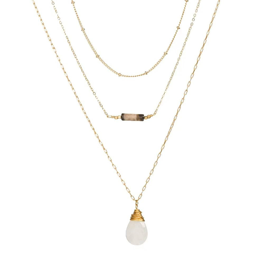 SmileBelle Boho necklaces Long layered gold necklaces with crystals,necklace for women trendy boh... | Amazon (US)