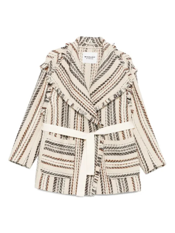 MARANT ÉTOILE Illisa Striped Fringed Jacket | Neutrals | FARFETCH | Farfetch Global