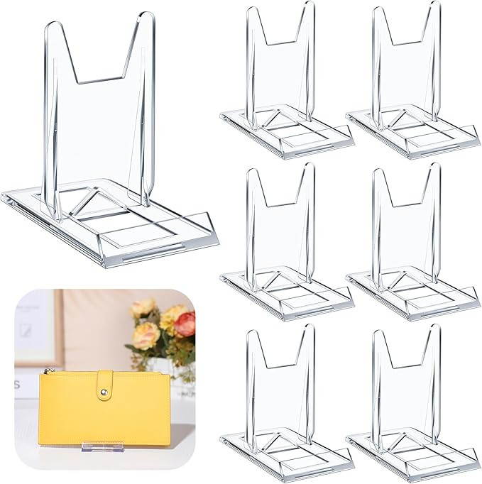 6 Packs Adjustable Purse Display Stand Clear Acrylic Handbag Stand Holder for Wallet Purses Handb... | Amazon (US)