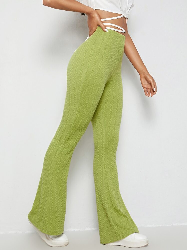 SHEIN Solid High Rise Flare Leg Pants | SHEIN