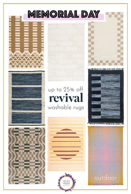 Memorial Deals are upon us !! 
Let’s start with these gorgeous washable rugs from Revival Rugs, currently on sale, to 25 % off ! 🤩
They are taking washable rugs to whole new level with plush and textured options ! I also snuck in one of my favorite outdoor pieces for a funky patio 😎

Memorial Day home decor deals #rug #outdoorrug #homedecor 

#LTKhome #LTKstyletip #LTKsale