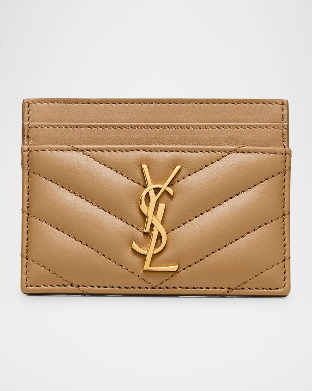 YSL Monogram Card Case in Quilted Smooth Leather | Neiman Marcus