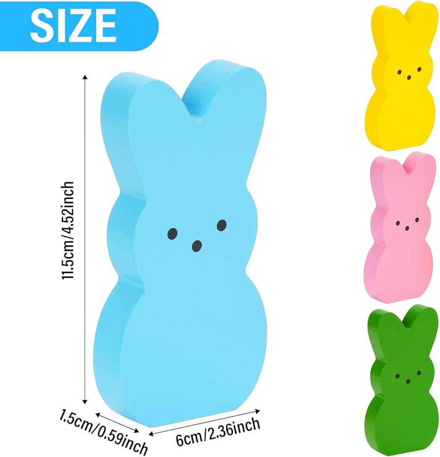 Easter Décor, 4 Pcs Bunny Table Decorations Wooden Spring Signs for Home, Wood Rabbit Tiered Tra... | Amazon (US)