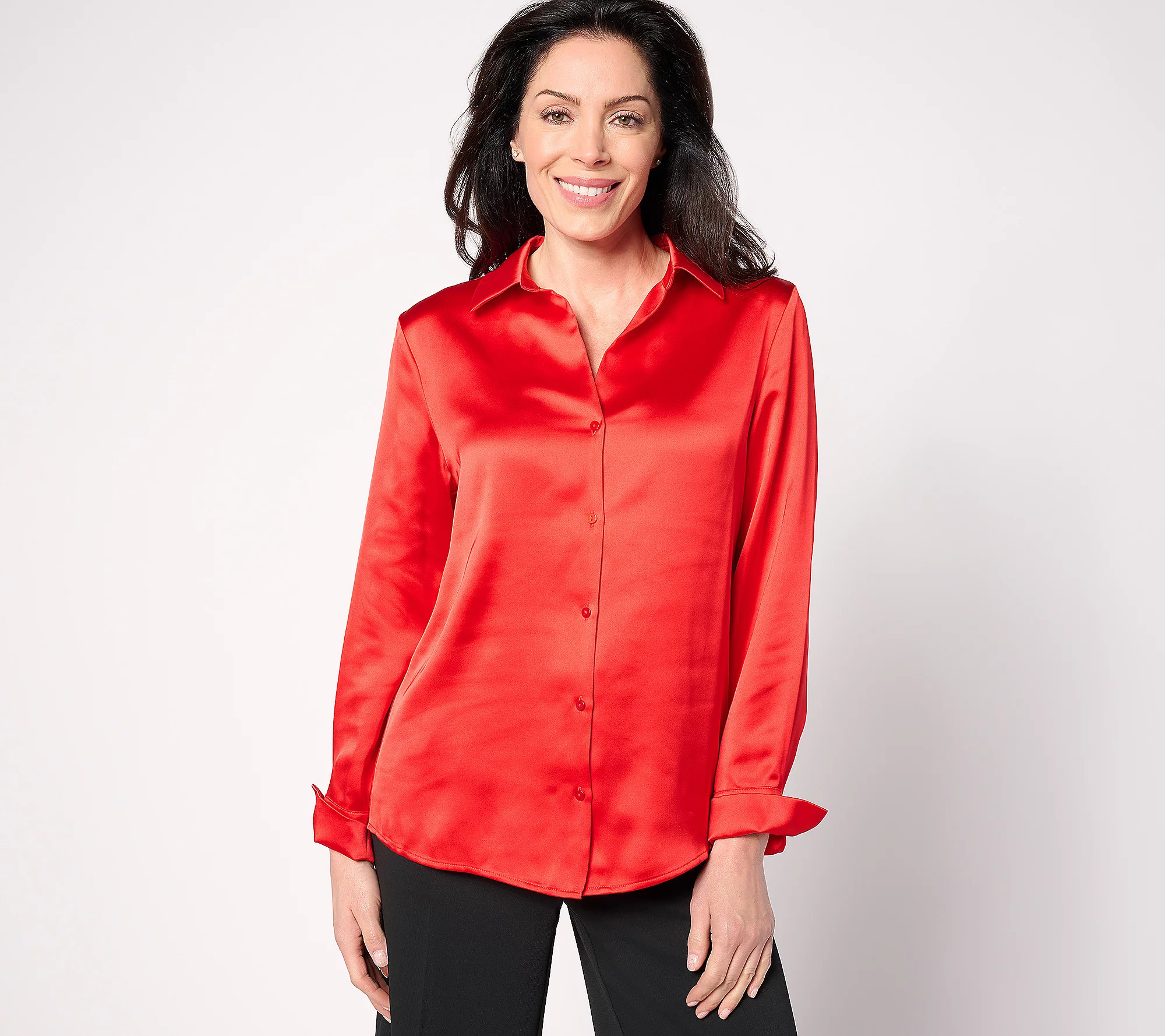 As Is BEAUTIFUL by Lawrence Zarian The Joy Satin Blouse | QVC