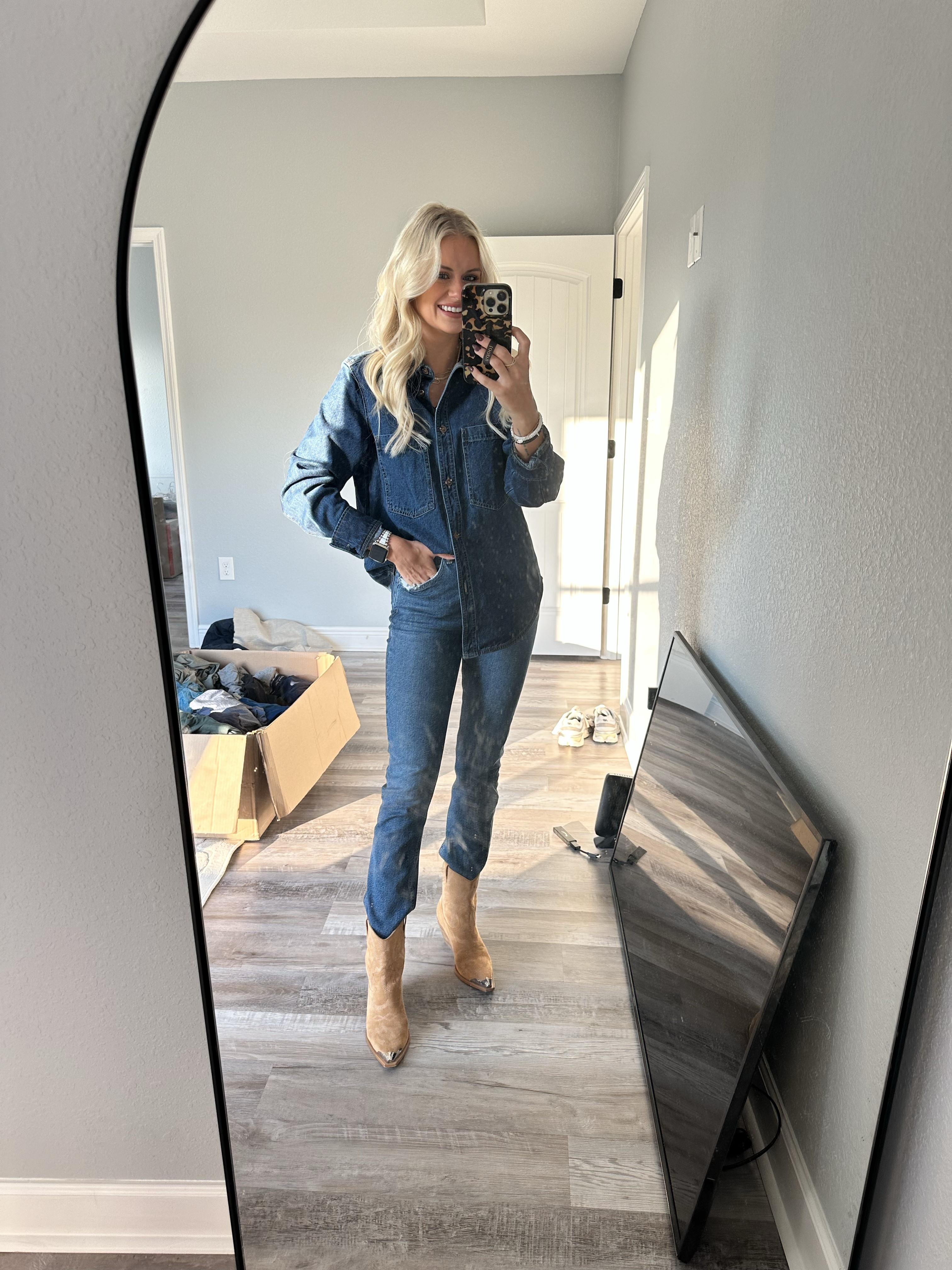 Small top, 25 jeans, boots tts

Thanksgiving / fall outfits / denim outfits / denim on denim / cowboy boots

#LTKWorkwear #LTKFindsUnder100 #LTKStyleTip