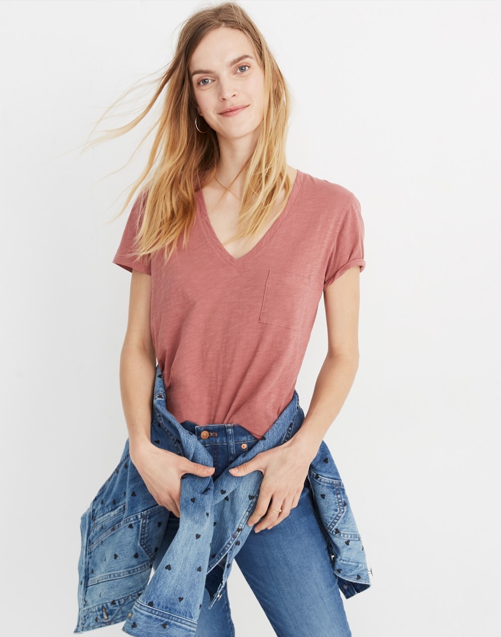 Whisper Cotton V-Neck Pocket Tee | Madewell
