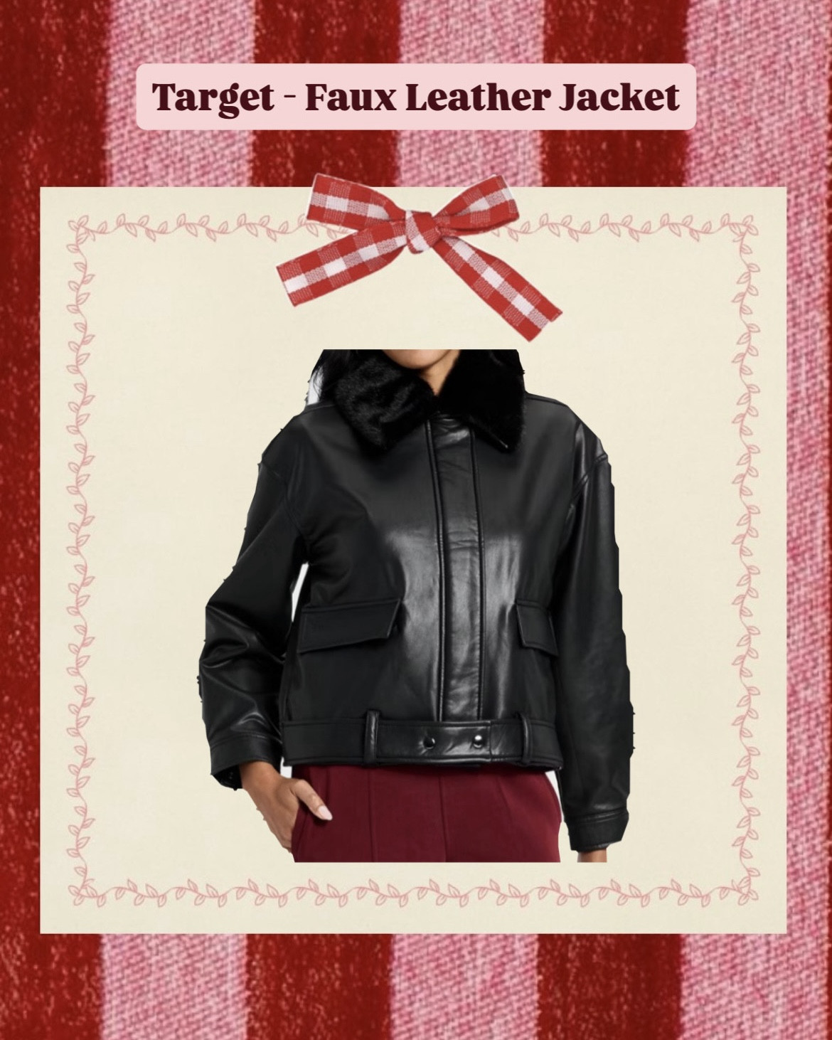 Effortlessly cool, endlessly versatile 🖤

This Target faux leather jacket is your go to layer for instant style, day or night this holiday season. It has a removable fur collar! 

#LTKSeasonal #LTKootd #LTKGiftGuide