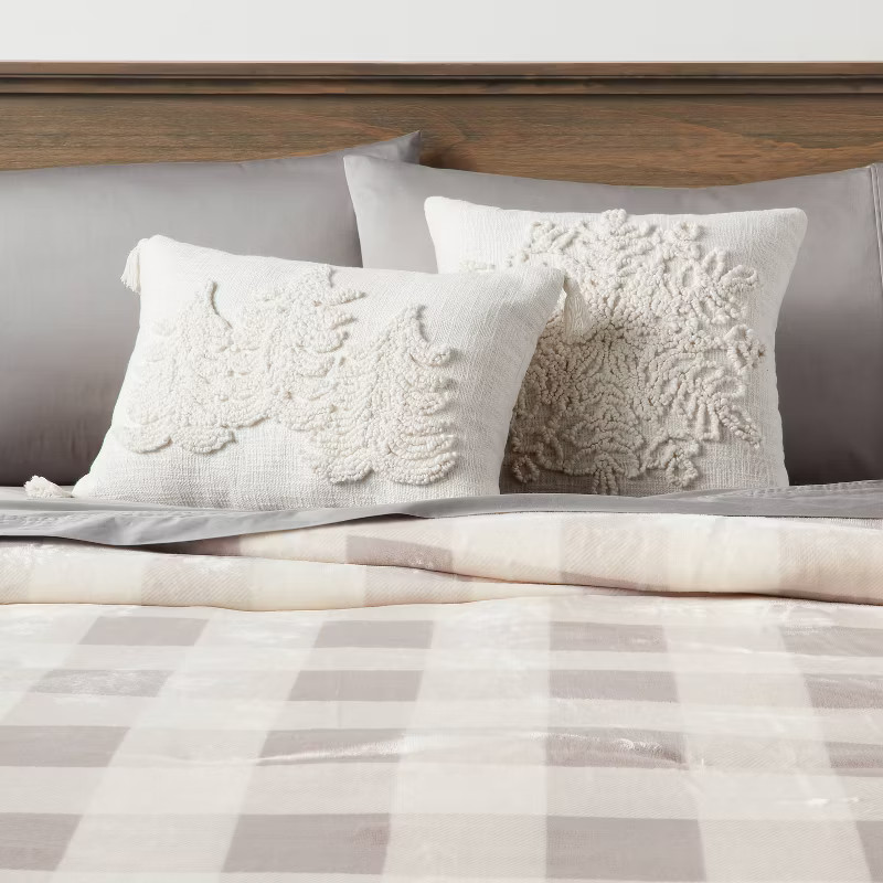 18"x18" Christmas Tufted Snowflake Square Decorative Throw Pillow Cream - Threshold™... | Target