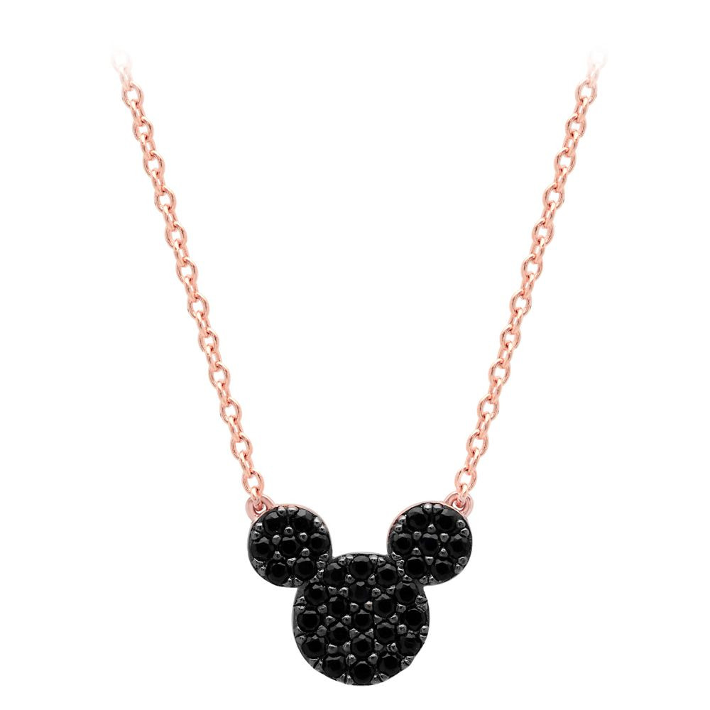 Mickey Mouse Black Pave Necklace by CRISLU – Rose Gold | Disney Store