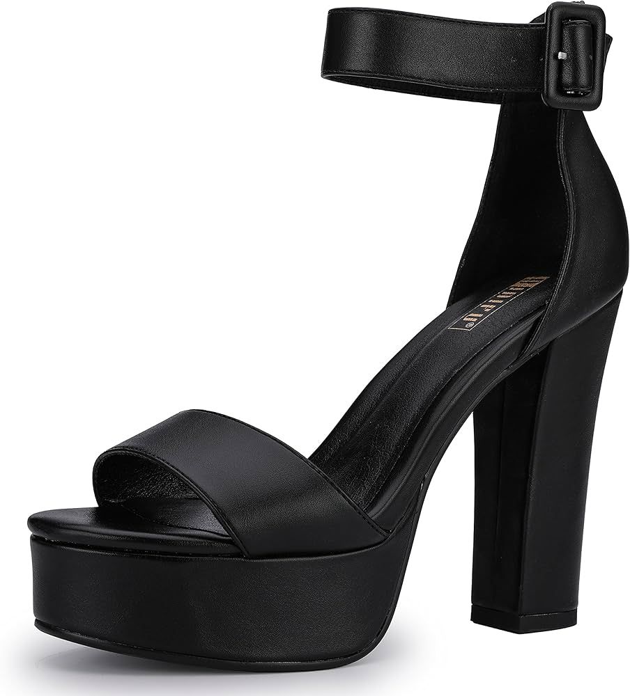 IDIFU 5 inch Platform Heels for Women IN5 Sabrina Sandals Chunky High Heels Ankle Strap Sexy Elegant | Amazon (US)