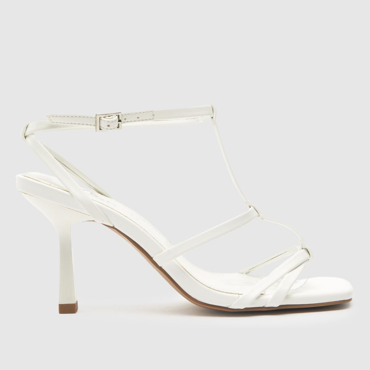 schuh saffy t-bar square toe high heels in white | Schuh