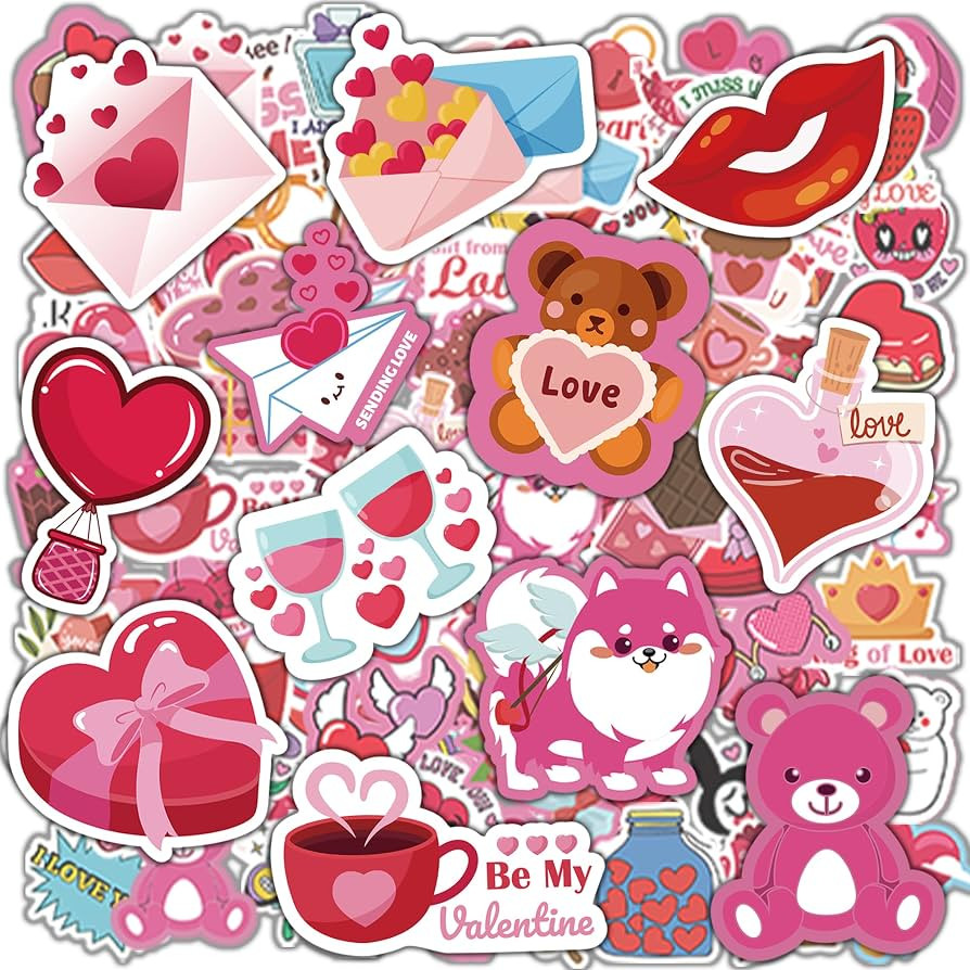 OHOME Valentines Stickers - 100 PCS Heart Stickers for Kids Classroom School - Valentines Day Cra... | Amazon (US)