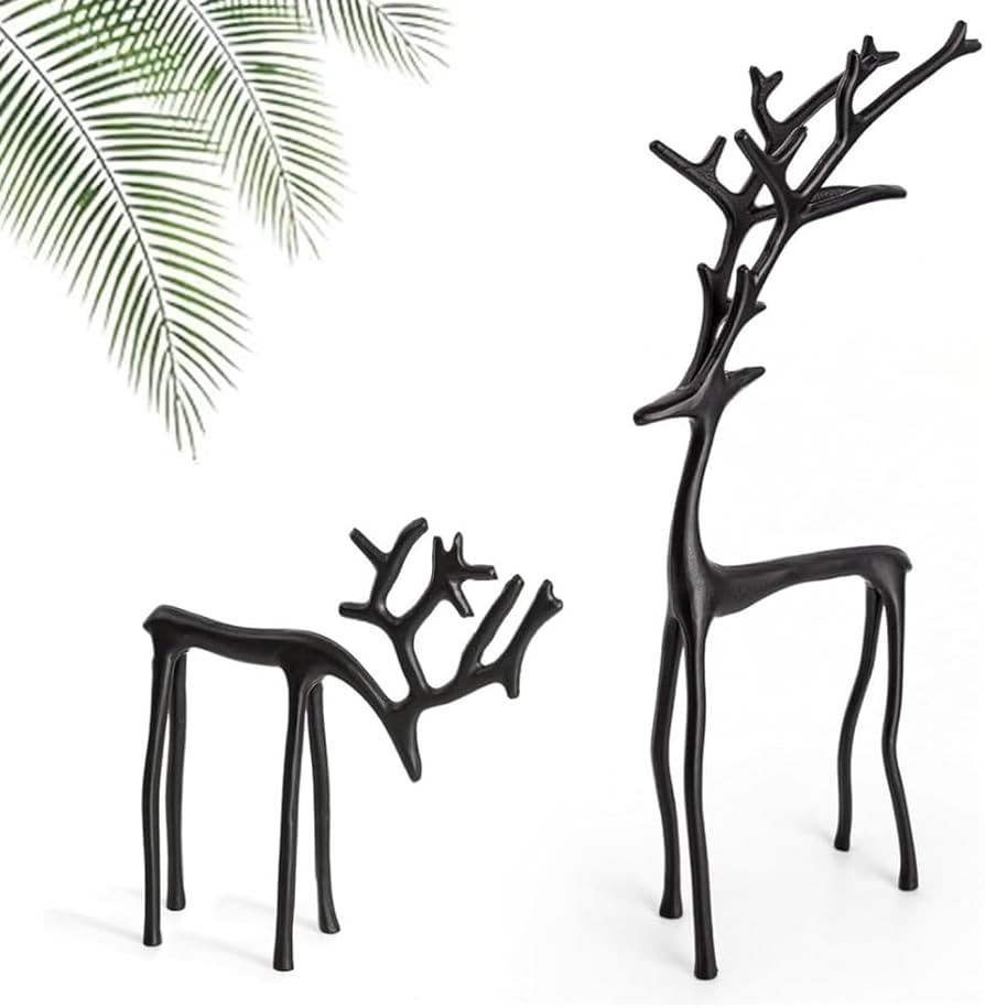 Set of 2 Black Reindeer Statues,Black Metal Reindeer Christmas Decoration,Christmas Decor Figurin... | Amazon (US)