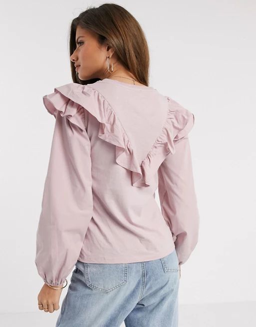 River Island frill detail blouse in pink | ASOS (Global)