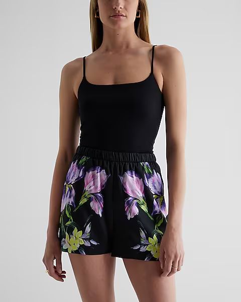 High Waisted Floral Pull On Shorts | Express