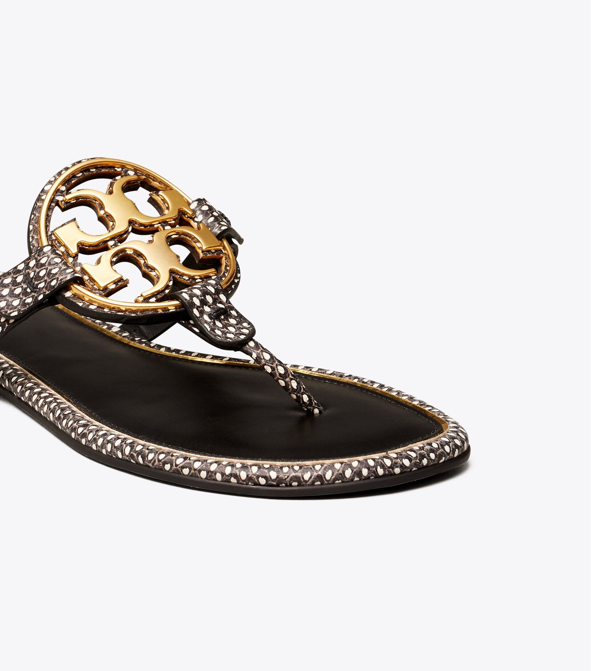 Miller Metal-Logo Sandal, Embossed Leather | Tory Burch (US)