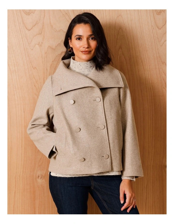 RegattaDouble Breasted Funnel Neck Jacket in Neutral | Myer