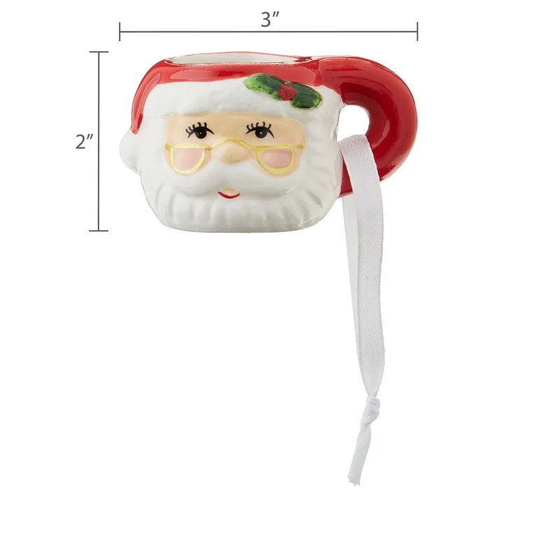 Mr. Christmas Miniature Santa Mug Hanging Ornament Decoration, Red, 1.45" | Walmart (US)