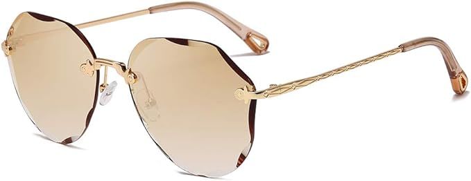 AEVOGUE Sunglasses For Women Oversized Rimless Diamond Cutting Lens Sun Glasses AE0534 | Amazon (US)