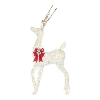 Home Accents Holiday 56 in. Warm White LED Super Bright Deer with Red Bow Holiday Yard Decoration... | The Home Depot