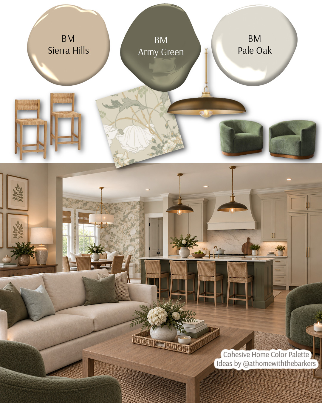 DIY home decorating, living room and kitchen open concept, paint color samples 

 #LTKHome #LTKSaleAlert