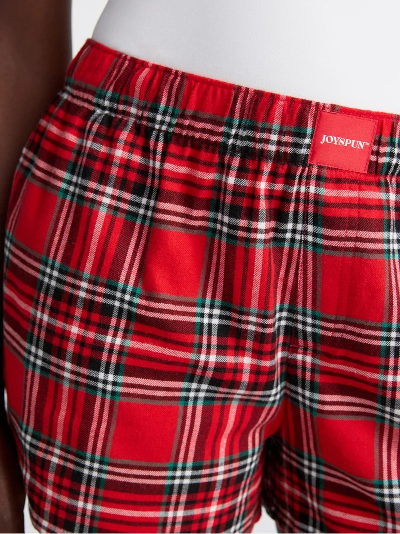 Joyspun Women's Flannel Pajama Boxer Shorts, 3'' Inseam, Sizes XS-3X | Walmart (US)