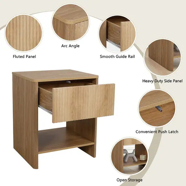 17.71in.W Wooden 1-Drawer Nightstand/End Table(set of 2) - Natural | Bed Bath & Beyond