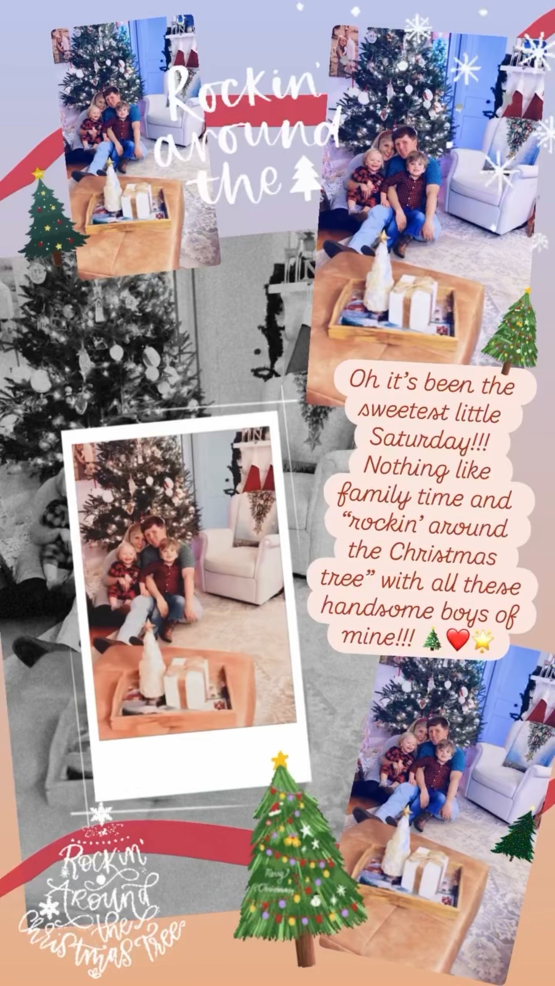 Oh it’s been the sweetest little Saturday!!! Nothing like family time and “rockin’ around the Christmas tree” with all these handsome boys of mine!!! 🎄❤️🌟