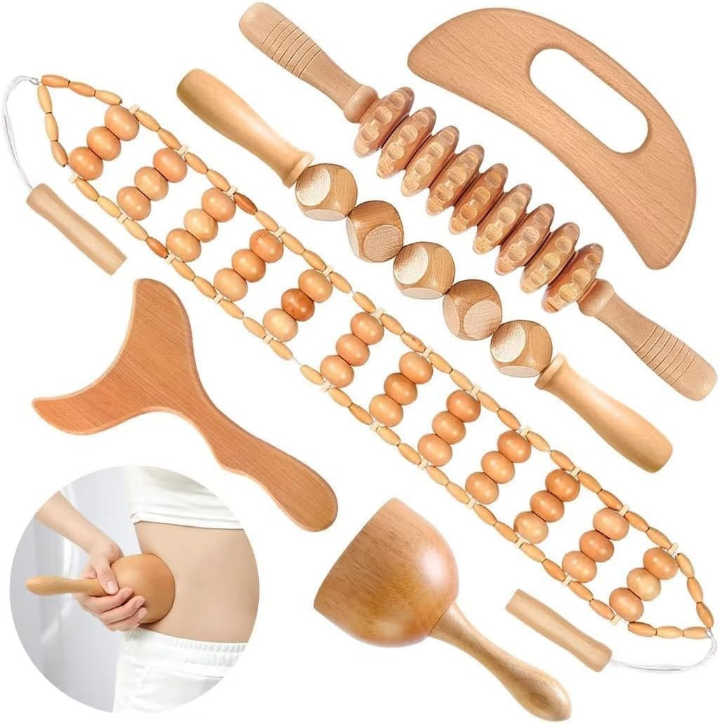 10-in-1 Wood Therapy Massage Tools Gua Sha Wooden Massager for Body Shaping Massage Tool Set Wood... | Amazon (US)