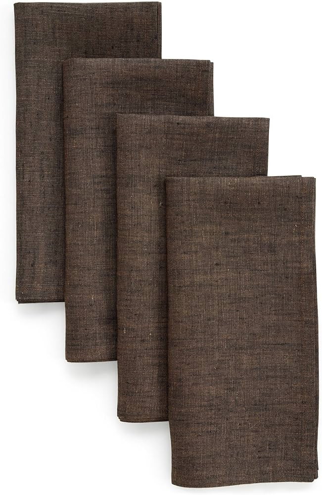Solino Home Linen Cloth Napkins Set of 4-100% Pure Linen Chambray Brown Dinner Napkins 20 x 20 In... | Amazon (US)