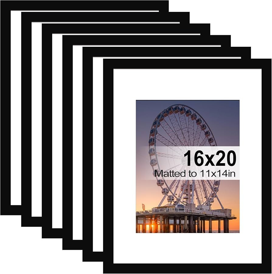 BESCRCL 16x20 Picture Frames Black Set of 6, Poster Frames Display Photo 11x14 or 16x20 without M... | Amazon (US)