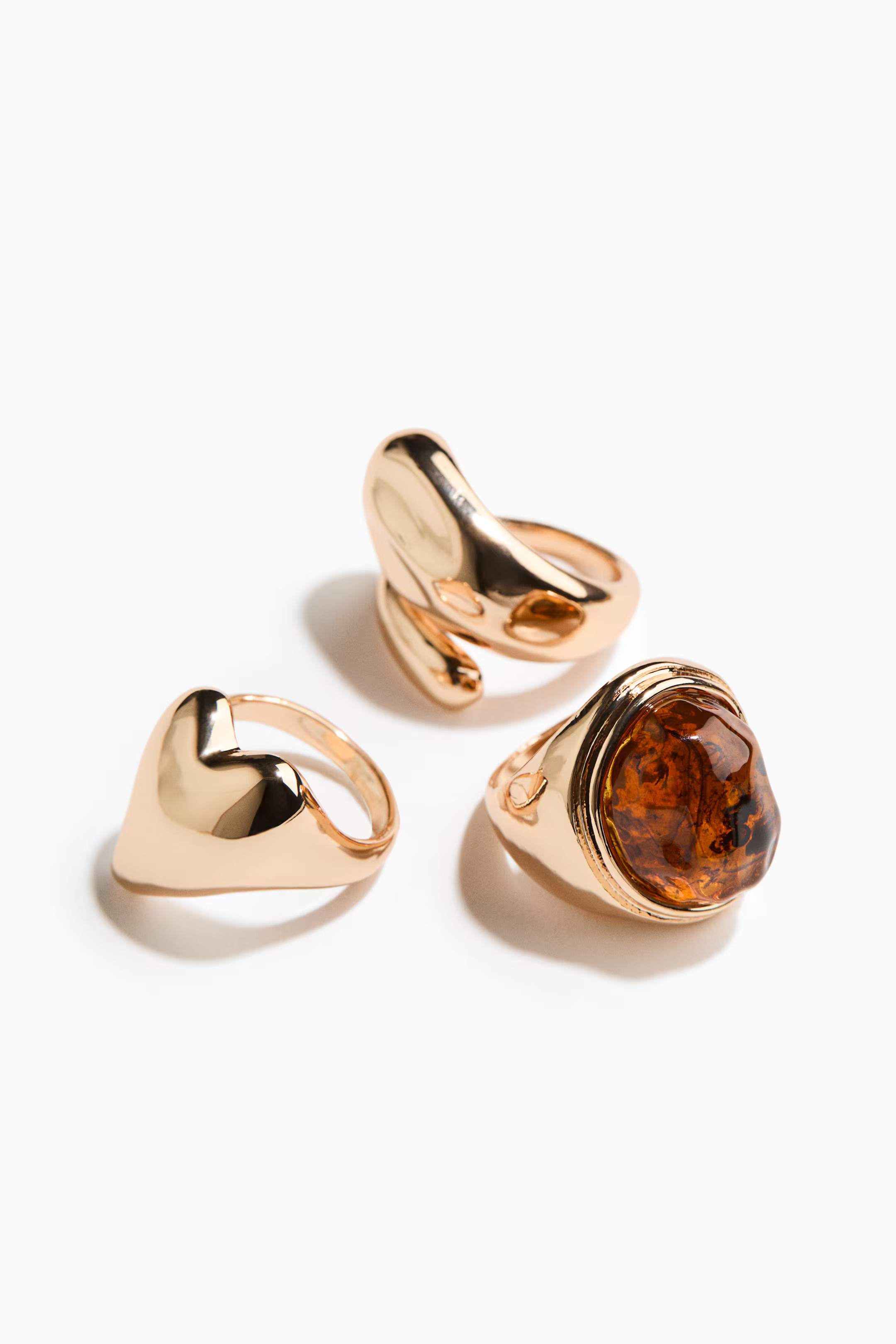3-pack rings - Gold-colored/brown - Ladies | H&M US | H&M (US + CA)