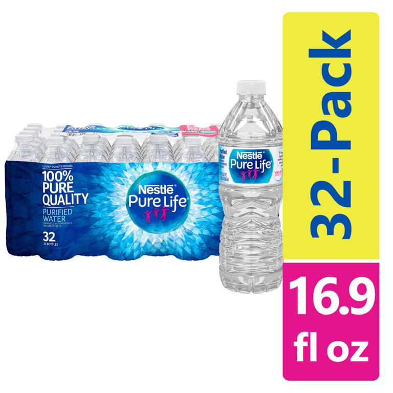 Nestle Pure Life Purified Water, 16.9 fl oz. Plastic Bottled Water (Pack of 32) | Walmart (US)