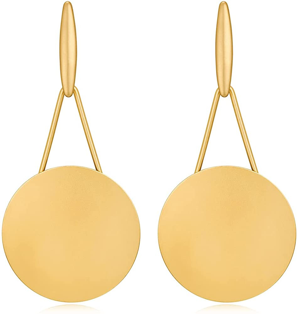Gold Large Statement Dangle Earrings for Women Fashion Round Disc Drop Earrings Earrings,Multiple... | Amazon (US)