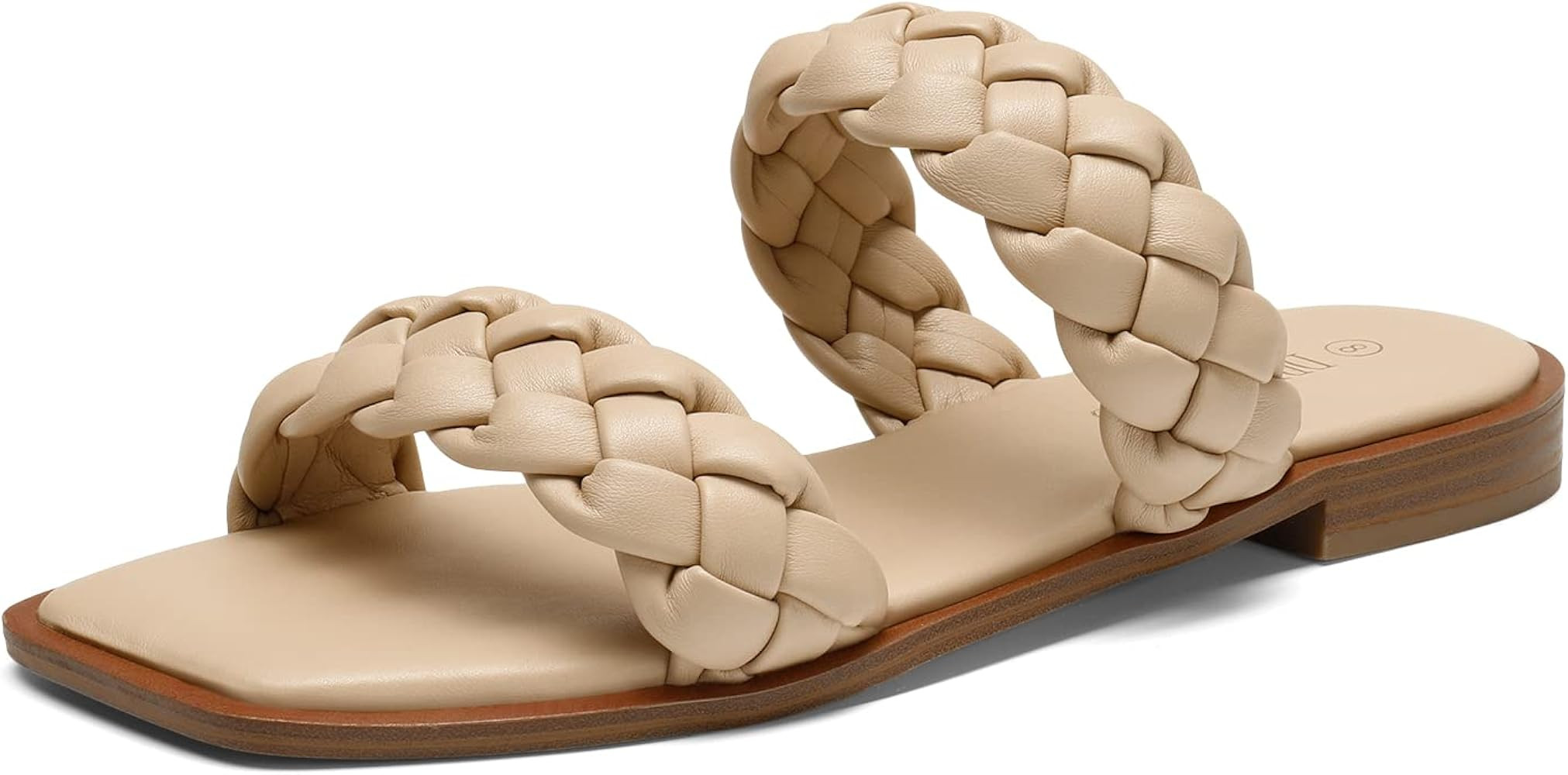 DREAM PAIRS Women's Square Open Toe Slide Sandals Cute Slip on Braided Strap Flat Sandals for Sum... | Amazon (CA)