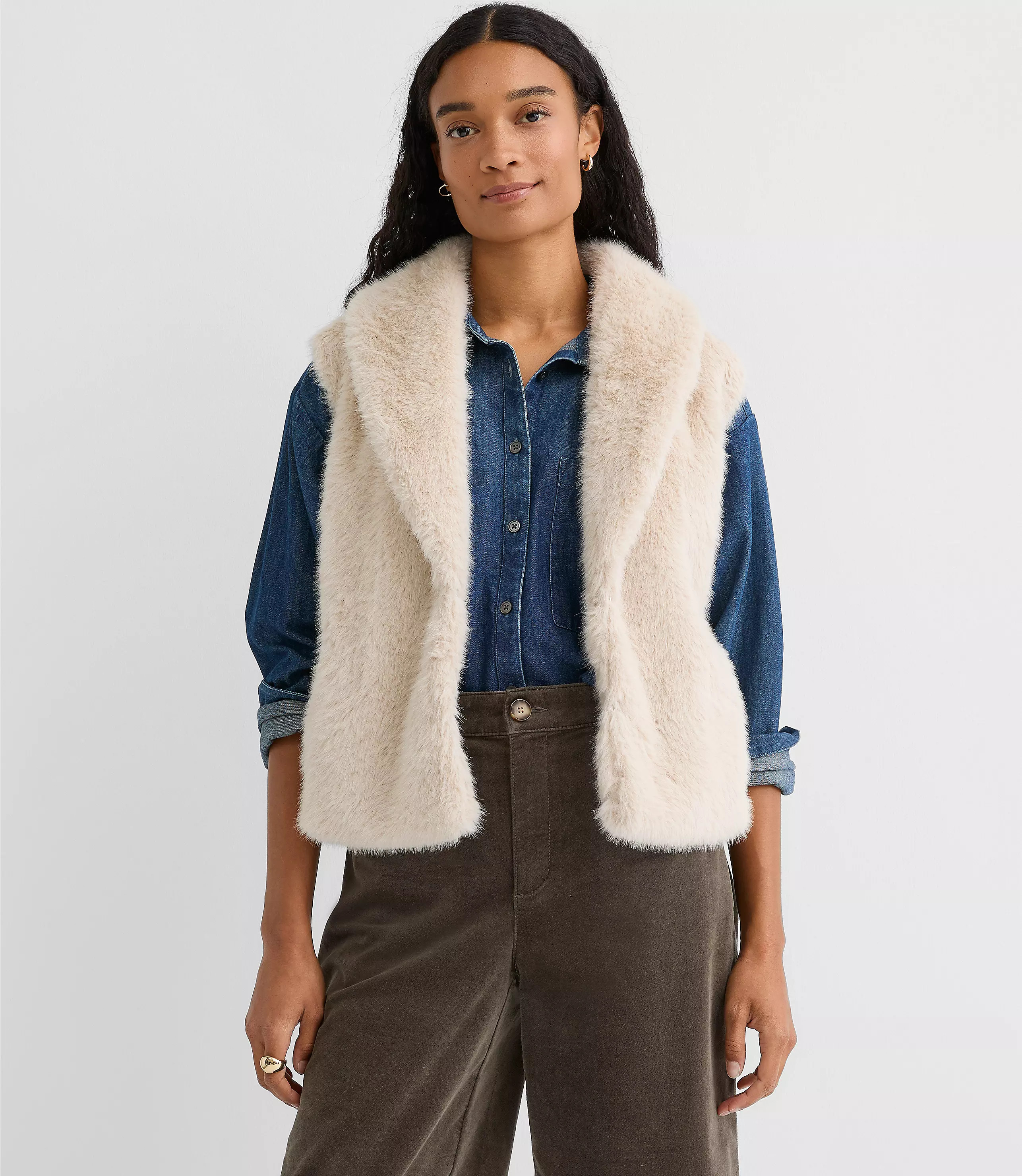 Petite Modern Faux Fur Pocket Vest | LOFT