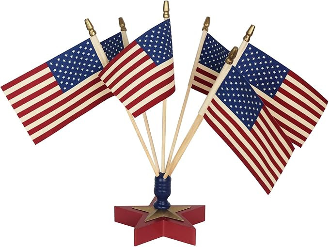 4th of July Decorations, American Flag with Pentagram Bracket Wood Block, 250th Anniversary Patri... | Amazon (US)