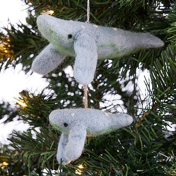 Baby's First Christmas Felt Ornament - Blue Whale | West Elm | West Elm (US)