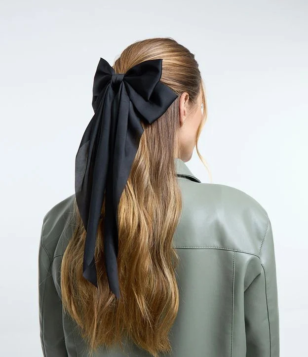 Presilha de Cabelo em Chiffon com Laço Duplo Preto | Renner (BR)