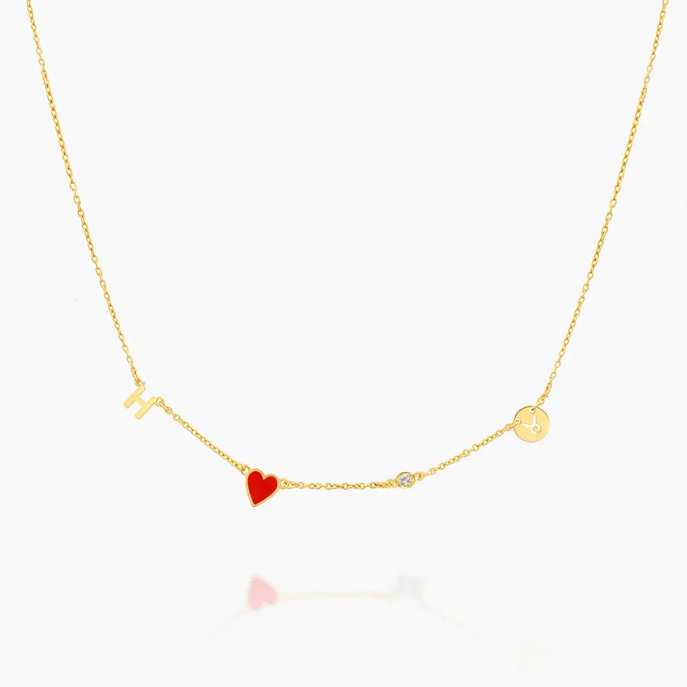 Inez Initial Heart Necklace with Diamond - Gold Vermeil | Oak & Luna (US)