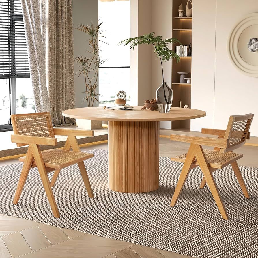 SIMTONAL Round Dining Table Modern Wood Kitchen Table 35'' Circular Tabletop for Leisure,35''L x ... | Amazon (US)